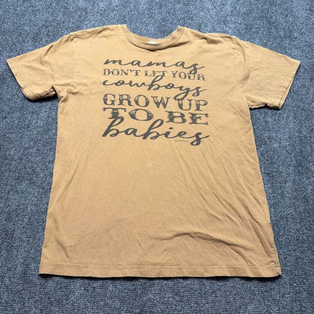 LAT Apparel Mamas Don't Let Your Cowboys Grow Up To Be Babies Brown Graphic Tee